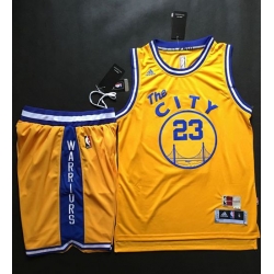 Warriors #23 Draymond Green Gold Throwback The City A Set Stitched NBA Jersey