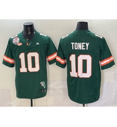 Men Miami Hurricanes 10 Malachi Toney Green F U S E  The Fiesta Bowl Champions  26 Florida Patch Stitched Football Jersey