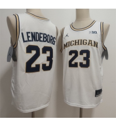 Men Michigan Wolverines 23 Yaxel Lendeborg White 2025 Vapor Limited Stitched Football Jersey