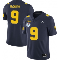 Men Michigan Wolverines J.J. Mccarthy Maize #9 College Football Navy Rose Bowl Jersey