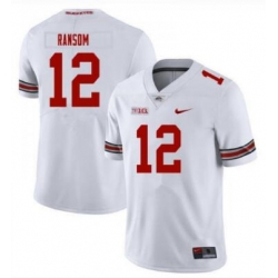 Men Nike Ohio State Buckeyes Lathan Ransom #12 White NCAA Jersey