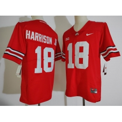 Men Ohio State Buckeyes 18 Marvin Harrison Jr. Red College Football Jersey