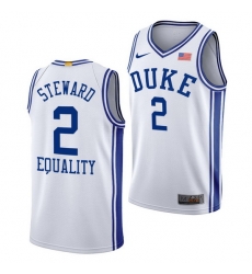 Duke Blue Devils Dj Steward White Equality Men Jersey