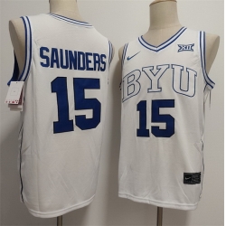 Men Duke Blue Devils 15 Richie Saunders White Stitched Basketball Jersey