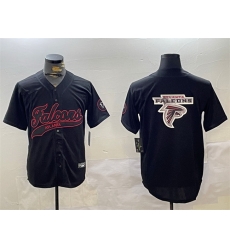 Men Atlanta Falcons Team Big Logo Black With Patch Cool Base Stitched Baseball Jersey