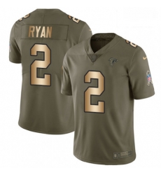 Men Nike Atlanta Falcons 2 Matt Ryan Limited OliveGold 2017 Salute to Service NFL Jersey