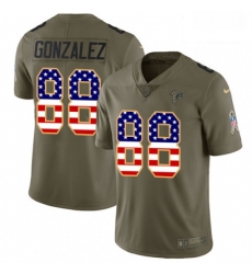 Men Nike Atlanta Falcons 88 Tony Gonzalez Limited OliveUSA Flag 2017 Salute to Service NFL Jersey