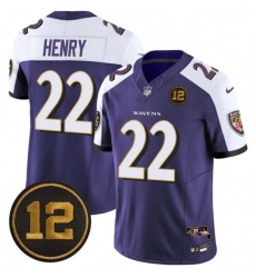 Men Baltimore Ravens 22 Derrick Henry Purple Alternate 2025 F U S E  Jacoby Jones Patch Vapor Limited Football Jersey Men Baltimore Ravens 22 Derrick Henry Purple Alternate 2025 F U S E  Jacoby Jones Patch Vapor Limited Football Jersey