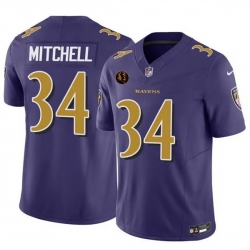 Men Baltimore Ravens 34 Keaton Mitchell Purple 2025 F U S E  With John Madden Patch Limited Football Jersey