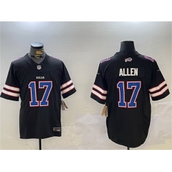 Men Buffalo Bills 17 Josh Allen Black 2023 F U S E  Stitched Football Jersey