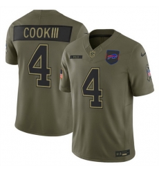 Men Buffalo Bills 4 James Cook III Olive 2025 F U S E  Salute to Service Limited Stitched Football Jersey