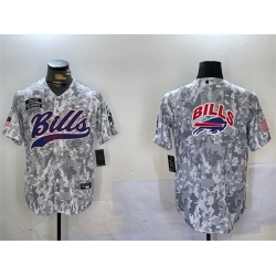 Men Buffalo Bills Team Big Logo 2024 Arctic Camo Salute To Service Stitched Baseball Jersey