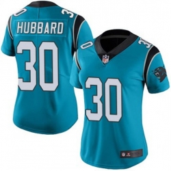 Women Carolina Panthers #30 Chuba Hubbard Blue F U S E Stitched NFL Jersey