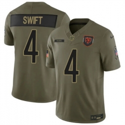 Men Chicago Bears 4 D 27Andre Swift Olive 2025 F U S E  Salute to Service Limited Stitched Football Jersey