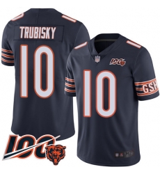 Youth Chicago Bears 10 Mitchell Trubisky Navy Blue Team Color 100th Season Limited Football Jersey