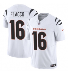 Men Cincinnati Bengals 16 Joe Flacco White 2025 F U S E  Vapor Untouchable Limited Stitched Football Jersey Men Cincinnati Bengals 16 Joe Flacco White 2025 F U S E  Vapor Untouchable Limited Stitched Football Jersey