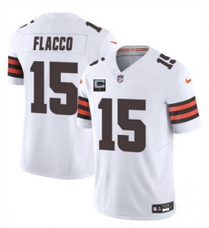 Men Cleveland Browns 15 Joe Flacco White 2025 F U S E  With 1 Star C Patch Vapor Limited Stitched Football Jersey Men Cleveland Browns 15 Joe Flacco White 2025 F U S E  With 1 Star C Patch Vapor Limited Stitched Football Jersey