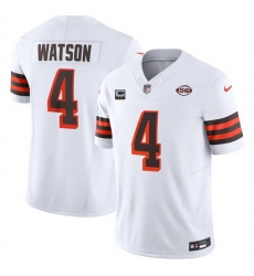 Men Cleveland Browns 4 Deshaun Watson White 2024 F U S E  With 2 Star C Patch 1946 Collection Vapor Untouchable Limited Stitched Jersey