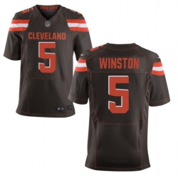 Men Cleveland Browns 5 Jameis Winston Brown Rush Limited Stitched Football Jersey