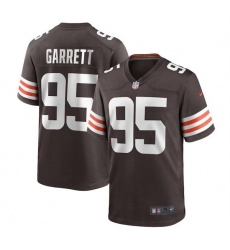 Men Cleveland Browns 95 Myles Garrett Brown Stitched Game Jersey