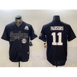 Men Dallas Cowboys 11 Micah Parsons Black With Patch Cool Base Stitched Baseball Jersey 6