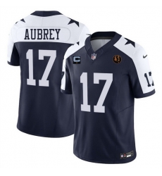 Men Dallas Cowboys 17 Brandon Aubrey Navy 2023 F U S E With John Madden Patch And 1 Star C Patch Thanksgiving Vapor Limited Stitched Football Jersey Men Dallas Cowboys 17 Brandon Aubrey Navy 2023 F U S E With John Madden Patch And 1 Star C Patch Thanksgiving Vapor Limited Stitched Football Jersey