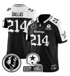Men Dallas Cowboys 214 Dallas Black White 2025 F U S E  With John Madden Patch  26 Established In 1960 Patch Vapor Limited Stitched Football Jersey