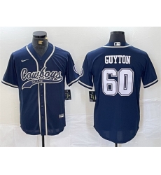 Men Dallas Cowboys 60 Tyler Guyton Navy Cool Base Stitched Baseball Jersey