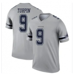 Men Dallas Cowboys KaVontae Turpin #9 Gray Rush Legend Stitched NFL Jersey