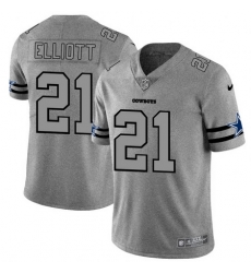 Nike Cowboys 21 Ezekiel Elliott 2019 Gray Gridiron Gray Vapor Untouchable Limited Jersey