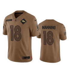 Men Denver Broncos 18 Peyton Manning 2023 Brown Salute To Service Limited Stitched Football Jersey