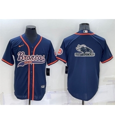 Men Denver Broncos Navy Team Big Logo With Patch Cool Base Stitched Baseb