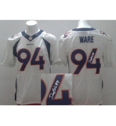 Nike Denver Broncos 94 DeMarcus Ware White Elite Signed NFL Jersey