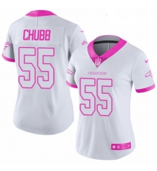 Womens Nike Denver Broncos 55 Bradley Chubb Limited WhitePink Rush Fashion NFL Jersey