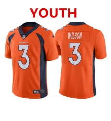 Youth Denver Broncos 3 Russell Wilson Orange Color Rush Vapor Untouchable Limited Stitched Jersey