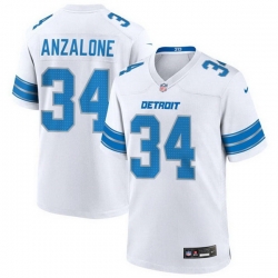 Men Detroit Lions 34 Alex Anzalone White Stitched Game Jersey