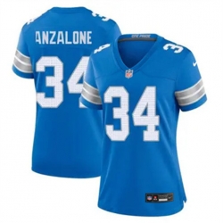 Women Detroit Lions Alex Anzalone #34 Blue Vapor Stitched Nike NFL Jersey