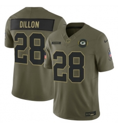 Men Green Bay Packers 28 A  J  Dillon Olive 2025 F U S E  Salute to Service Limited Stitched Football Jersey