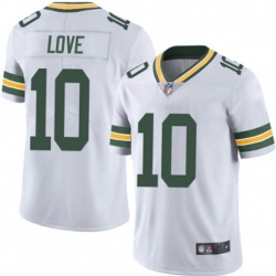 Youth Green Bay Packers 10 Jordan Love White Vapor Limited Throwback Stitched Football Jersey