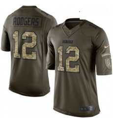 Youth Nike Green Bay Packers 12 Aaron Rodgers Elite Green Salute to Service NFL Jersey