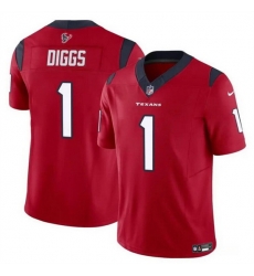 Men Houston Texans 1 Stefon Diggs Red 2024 F U S E Vapor Untouchable Stitched Football Jersey