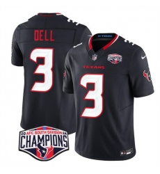 Men Houston Texans 3 Tank Dell Navy F U S E  2024 AFC South Division Champions Vapor Limited Stitched Football Jersey