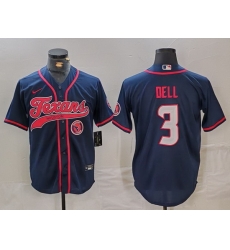 Men Houston Texans 3 Tank Dell Navy With Patch Cool Base Stitched Baseball Jersey 4