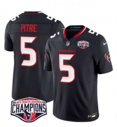 Men Houston Texans 5 Jalen Pitre Navy F U S E  2024 AFC South Division Champions Vapor Limited Stitched Football Jersey