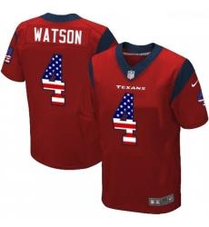 Men Nike Houston Texans 4 Deshaun Watson Elite Red Alternate USA Flag Fashion NFL Jersey