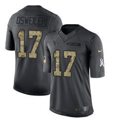 Nike Texans #17 Brock Osweiler Black Mens Stitched NFL Limited 2016 Salute to Service Jersey