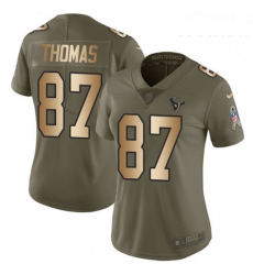 Womens Nike Houston Texans 87 Demaryius Thomas Limited Olive Gold 2017 Salute to Service NFL Jersey