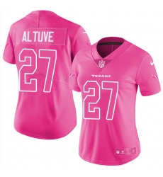 Womens Nike Texans #27 Jose Altuve Pink  Stitched NFL Limited Rush Fashion Jersey