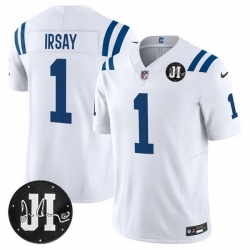 Men Indianapolis Colts 1 Jim Irsay White 2025 F U S E  Jim Irsay Patch Vapor Limited Stitched Football Jersey Men Indianapolis Colts 1 Jim Irsay White 2025 F U S E  Jim Irsay Patch Vapor Limited Stitched Football Jersey