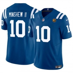 Men Indianapolis Colts 10 Gardner Minshew Blue 2023 F U S E  With John Madden Patch Vapor Limited Stitched Football Jersey